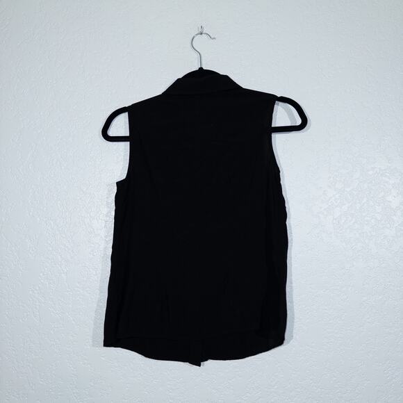 ModCloth Black Lace Front Collared Tank Top Size Small - Picture 6 of 6